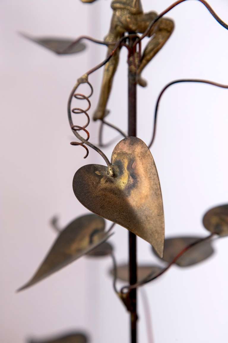 Mixed Metal Jack and the Beanstalk Sculpture In the Style of Curtis Jere