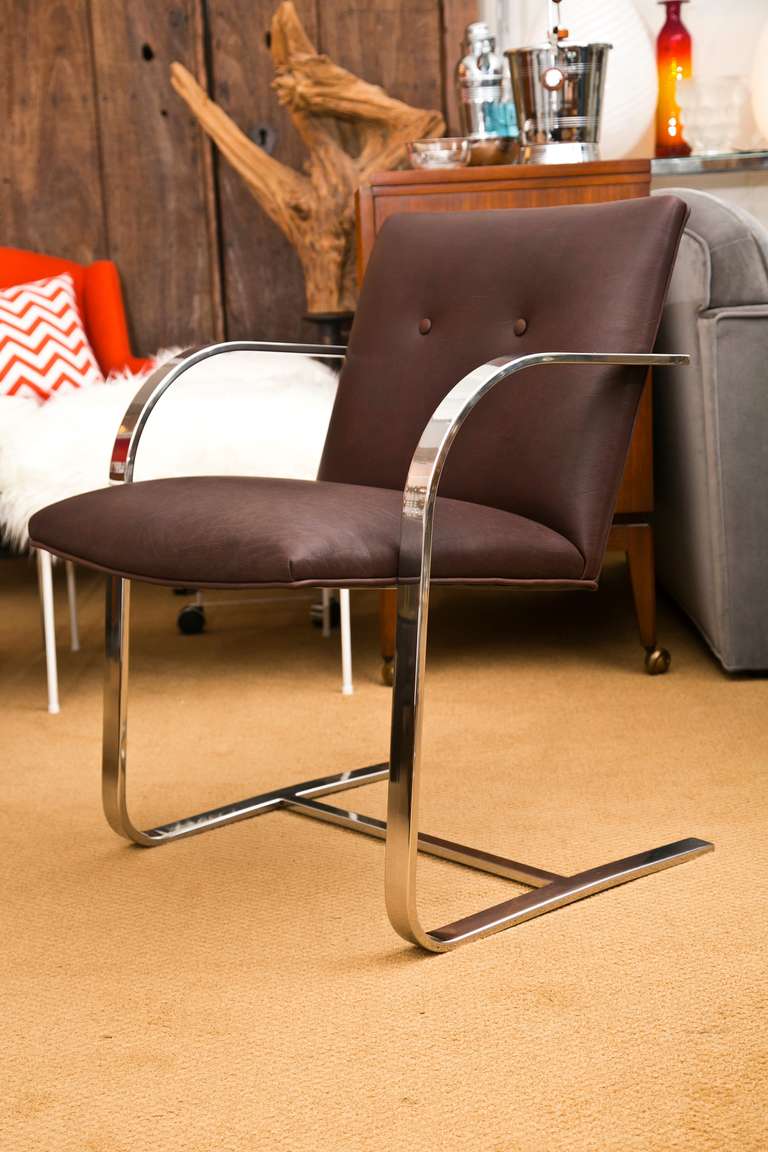 Mid-Century Modern Brno Style Chair Pair in Chocolate Leather