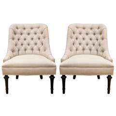 Mid-Century Slipper Chairs, Pair