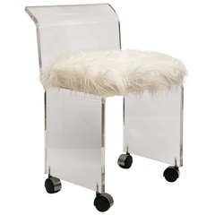 Lucite Chair In Faux-Mongolian Lamb, s Wool