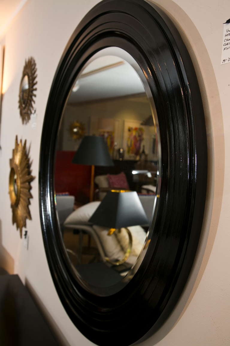 Dark Chocolate Mid-Century Hotel Mirror In Excellent Condition In Wilton, CT