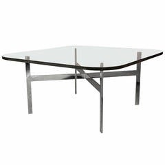 Mid-Century Steel X Base Cocktail Table