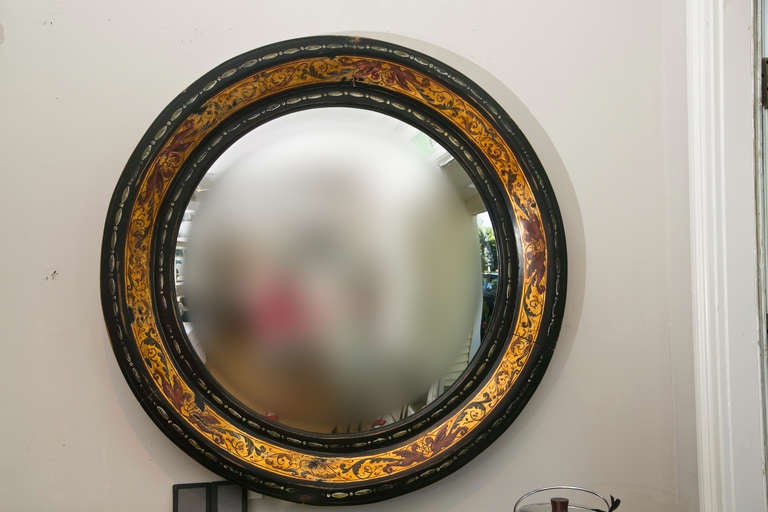 Gilt and Hand-Painted wall mirror by Rhett Judice.