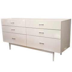 1960's White Lacquered Six Drawer Chest