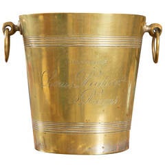 Vintage Mid-Century French Engraved Brass Champagne Cooler