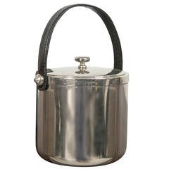 Mid-Century Faux-Leather Handle Ice Bucket