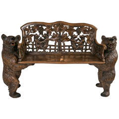 Antique Black Forest "Dancing Bears" Bench