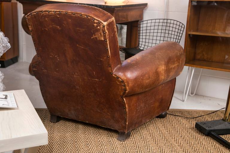 20th Century French Art Deco Leather Club Chair