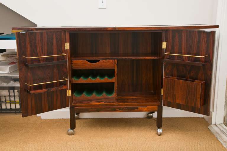 1960's Rosewood Bar Cabinet by Bruksbo Norway In Excellent Condition In Wilton, CT