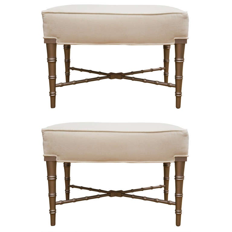 Pair Of Vintage Faux Bamboo Ottomans At 1stdibs