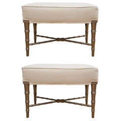 Pair of Vintage Faux Bamboo Ottomans
