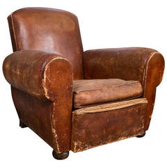 French Art Deco Leather Club Chair