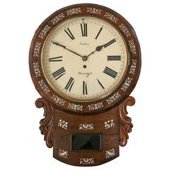 Antique Stokes Inlaid Rosewood Wall Clock