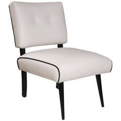 Mid-Century Modern Slipper Lounge Chair in White Vinyl 10