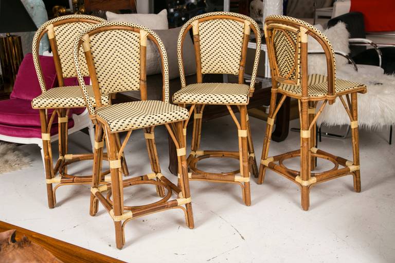 Incomparable quality, from France: Maison Gatti set of 4 cane bistro counter stools. Comfortable and very well made.