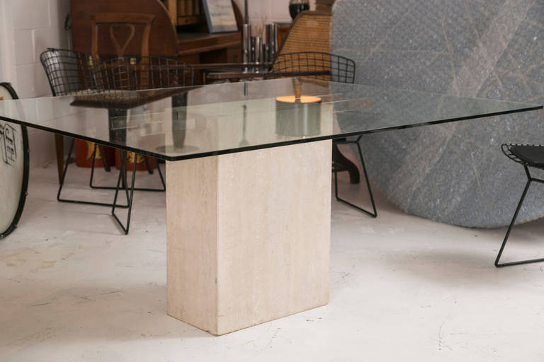 Mid-Century Travertine Base Table