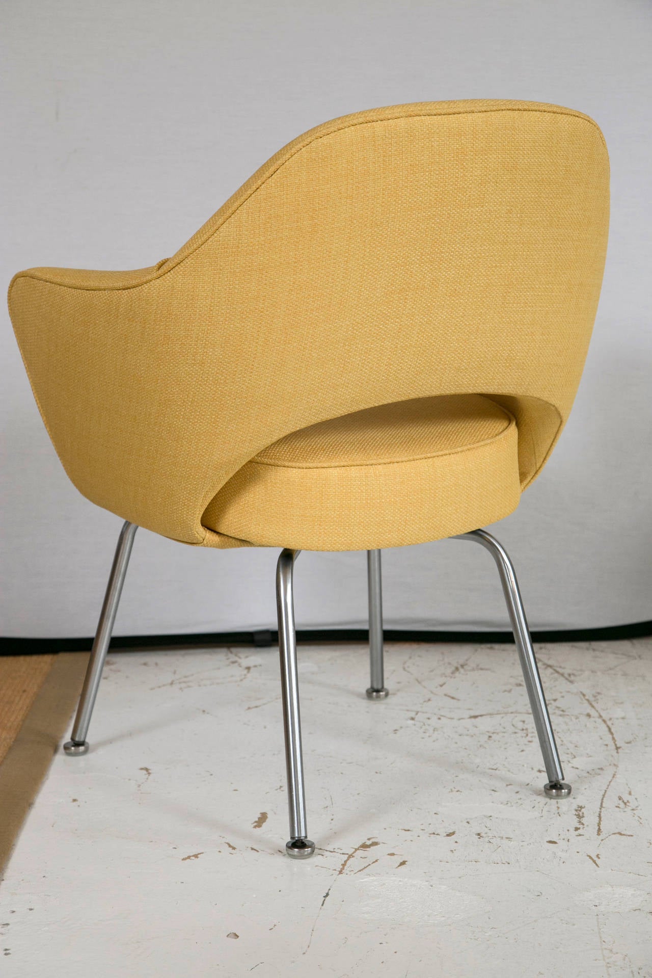 American Saarinen for Knoll Executive Arm Chairs in Yellow Woven-Microfiber