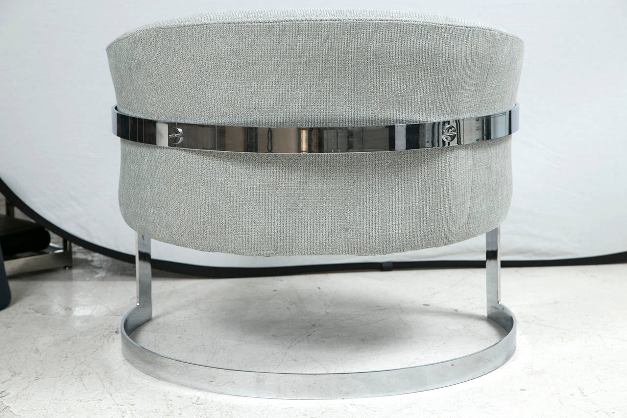 20th Century Milo Baughman Barrel Back Chrome Lounge Chair