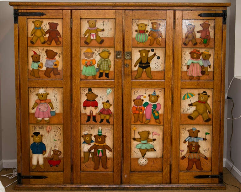 Antique Oak Painted Child's Cabinet