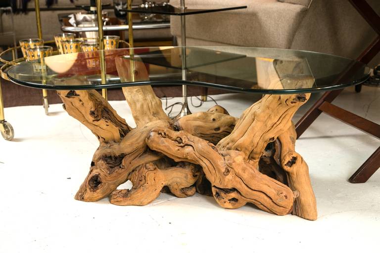 American 1960s Driftwood Base Coffee Table