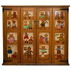Antique Oak Painted Child's Cabinet