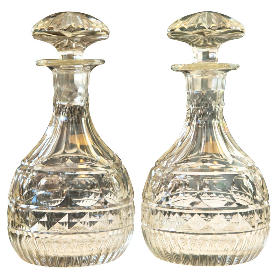 Antique Georgian Style Cut Crystal Decanters