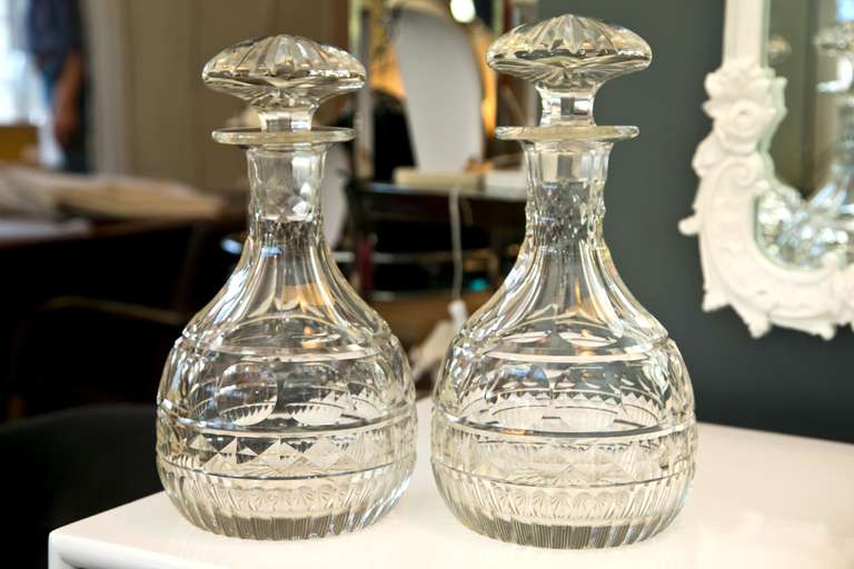 American Antique Georgian Style Cut Crystal Decanters