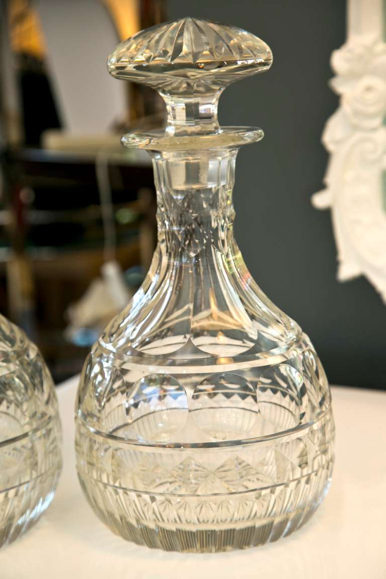 Mid-20th Century Antique Georgian Style Cut Crystal Decanters