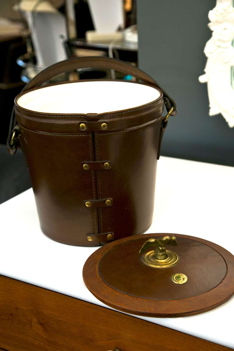 American Bosca Top Grain Leather Ice Bucket