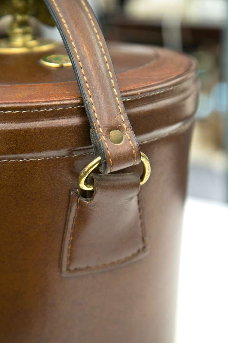 Bosca Top Grain Leather Ice Bucket In Excellent Condition In Wilton, CT