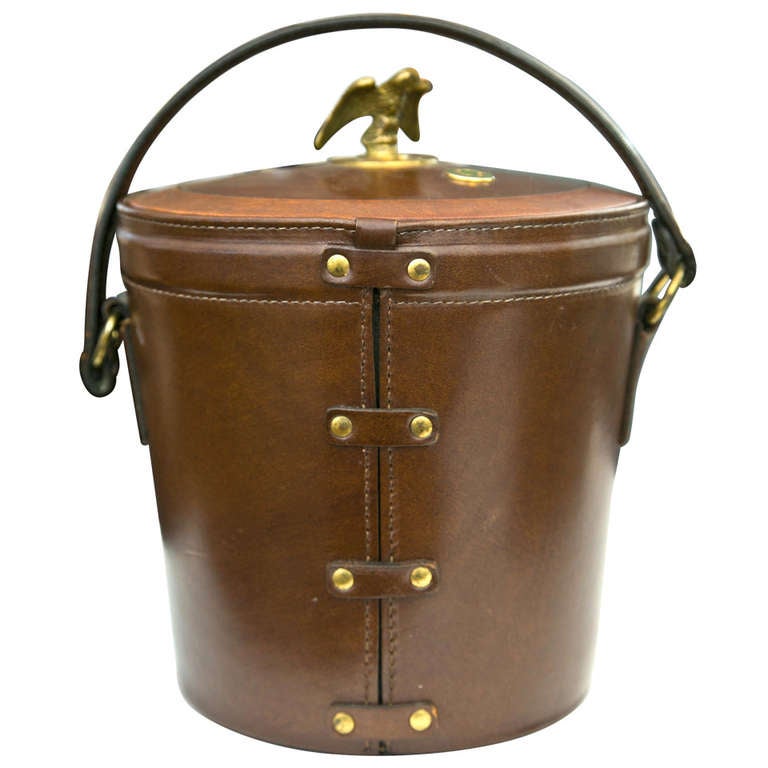 Bosca Top Grain Leather Ice Bucket at 1stDibs