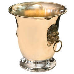 Vintage Champagne Cooler With Lion's Head Ring Hanles