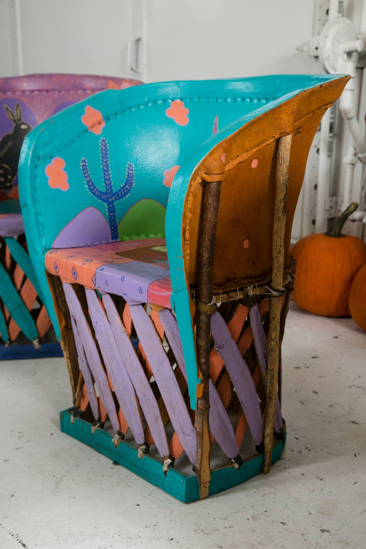 Fantastic Set of Painted Chairs from Santa Fe, New Mexico at 1stDibs