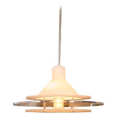 Mid-Century Style Mixed  Frosted and  Clear Lucite Pendant Lamp