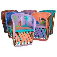 Fantastic Set of Painted Chairs from Santa Fe, New Mexico