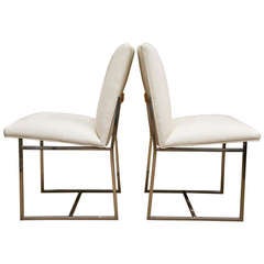 Chrome Leather Chairs in the Manner of Milo Baughman