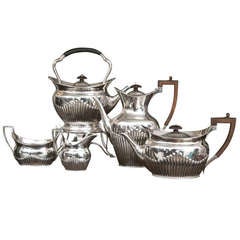 4 Piece Sheffield England Silver with Antique Silver Tea Urn