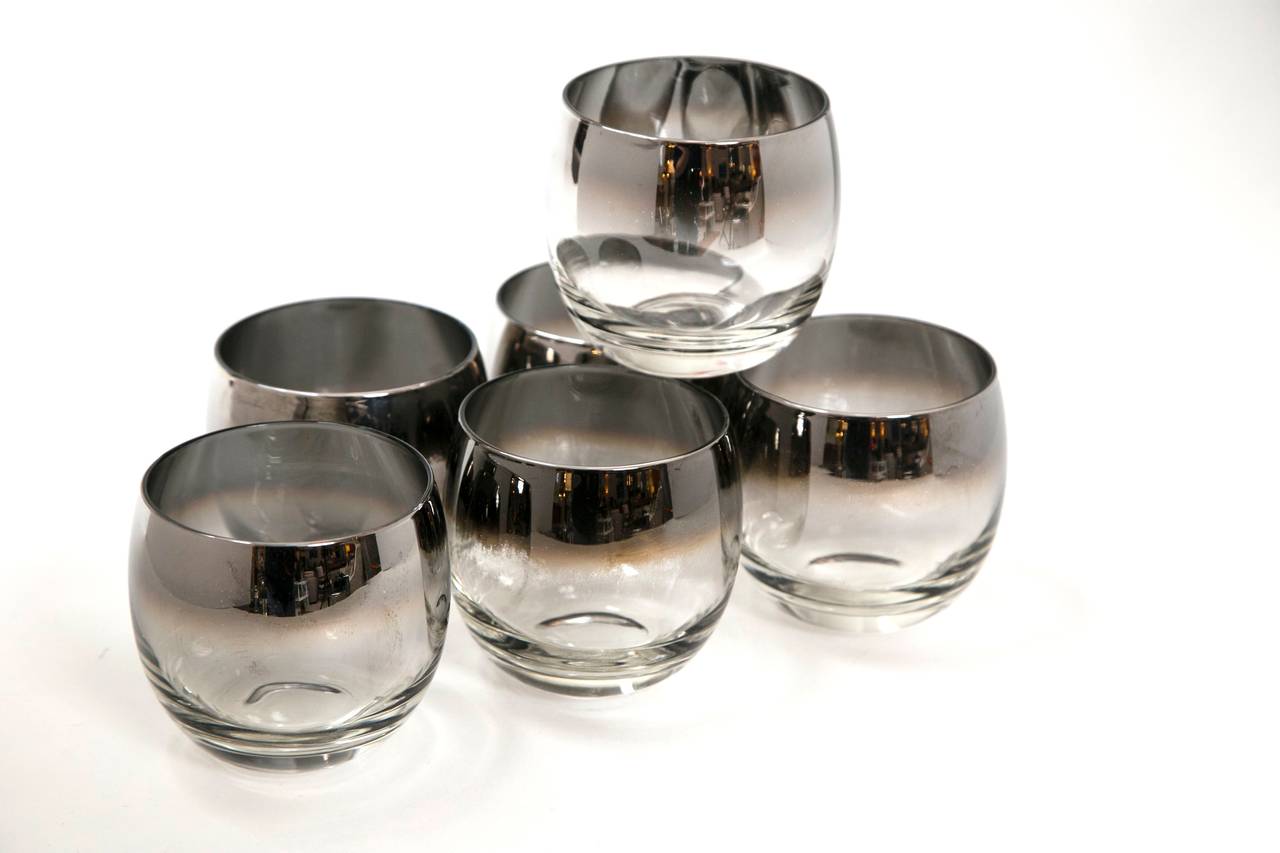 American Mid-Century Set of Six Roly Poly Glasses D. O. F