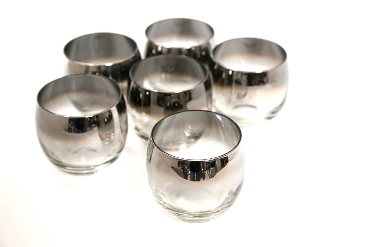 Mid-Century Set of Six Roly Poly Glasses D. O. F In Excellent Condition In Wilton, CT