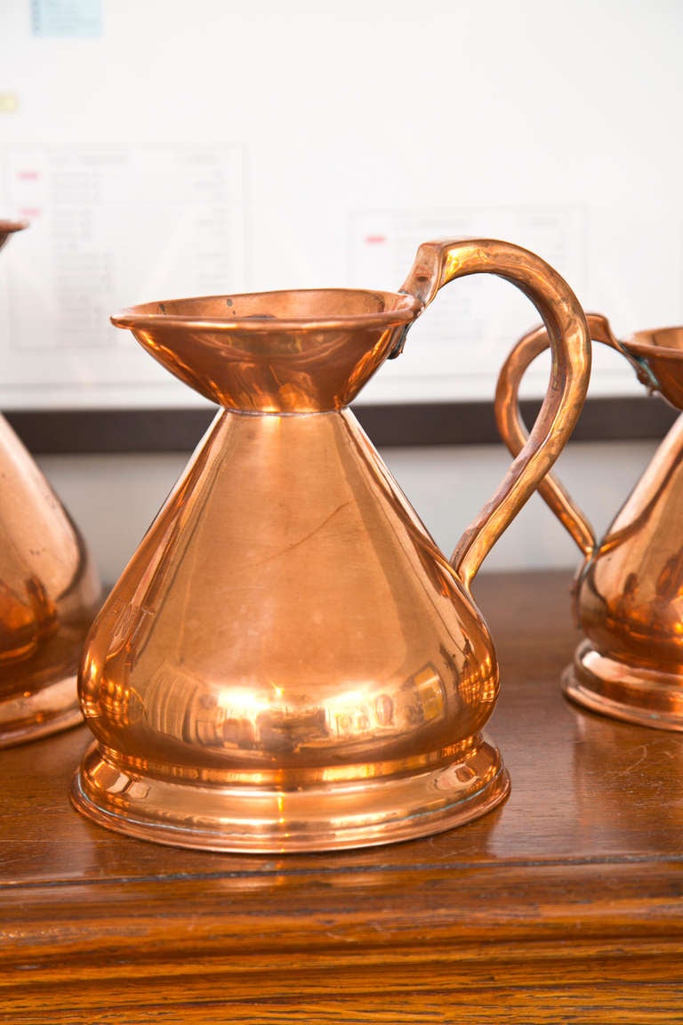 Set of 9 Copper Measuring Pitchers In Excellent Condition In Wilton, CT
