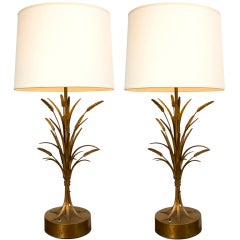 Pair of Gilt Wheat-Sheaf Table Lamps