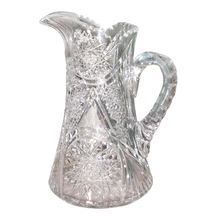 American Cut Glass Pitcher For Sale
