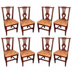 Antique English Oak Chairs, set of 8