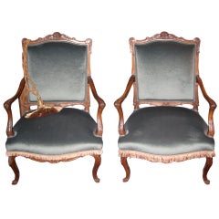 Beautiful Pair of French Low Chairs