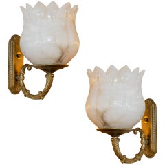 A Pair of Neoclassic Alabaster Sconces