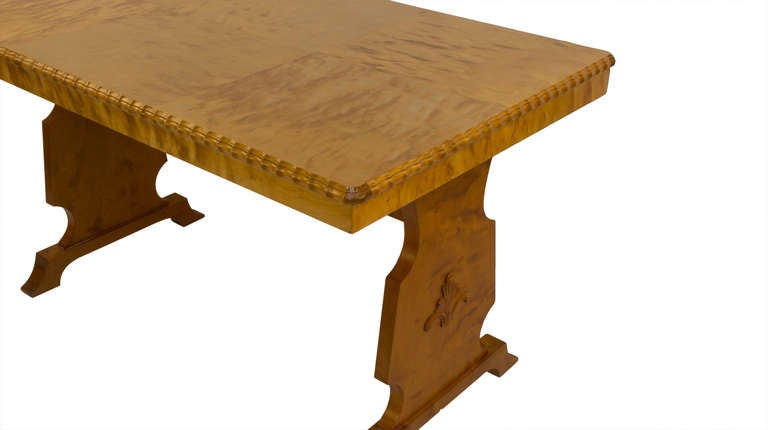 Swedish Birch Art Deco Table with Parquetry Veneered Top