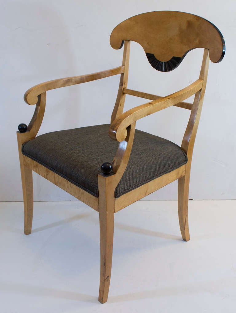 Swedish Birch Hand-Carved and Ebonized Biedermeier Dining Chairs For Sale