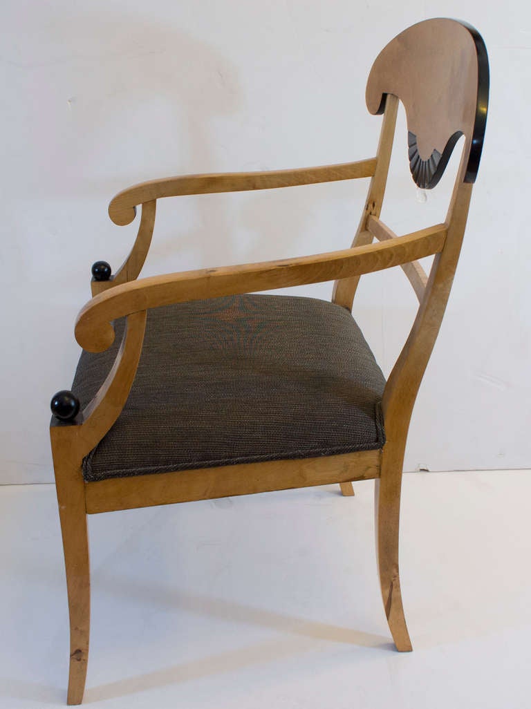 Hand-Crafted Birch Hand-Carved and Ebonized Biedermeier Dining Chairs For Sale
