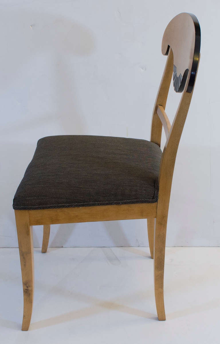 19th Century Birch Hand-Carved and Ebonized Biedermeier Dining Chairs For Sale