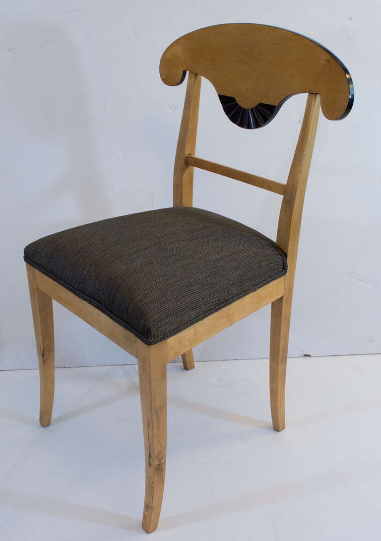 Birch Hand-Carved and Ebonized Biedermeier Dining Chairs For Sale 1